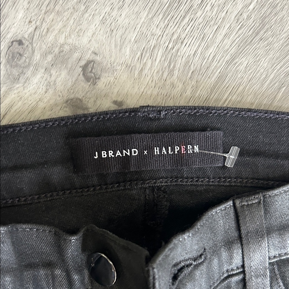 NWT J Brand x Halpern Maria High Rise Skinny Jeans Black Fringe Chain Sz 26 $398 - Picture 3 of 13